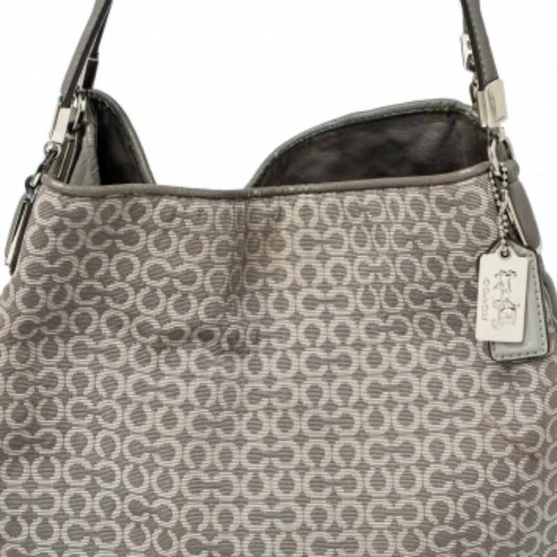 Coach Grey Signature Canvas and Leather Edie 31 Shoulder Bag For Sale 3