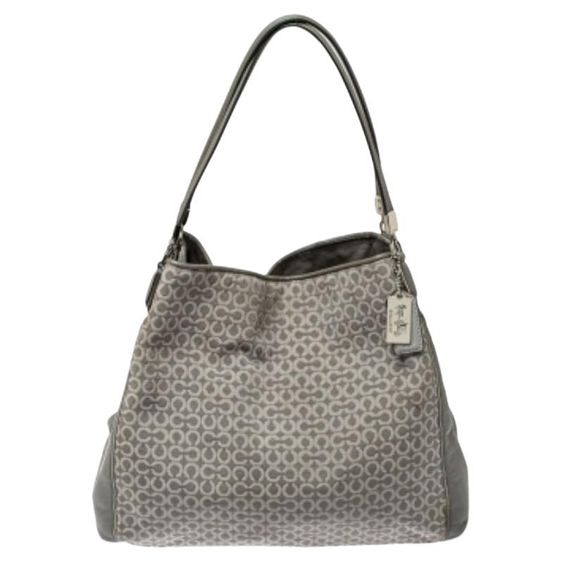 Coach Grey Signature Canvas and Leather Edie 31 Shoulder Bag For Sale