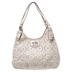 Coach Ivory Laser Cut Leather Maggie Shoulder Bag