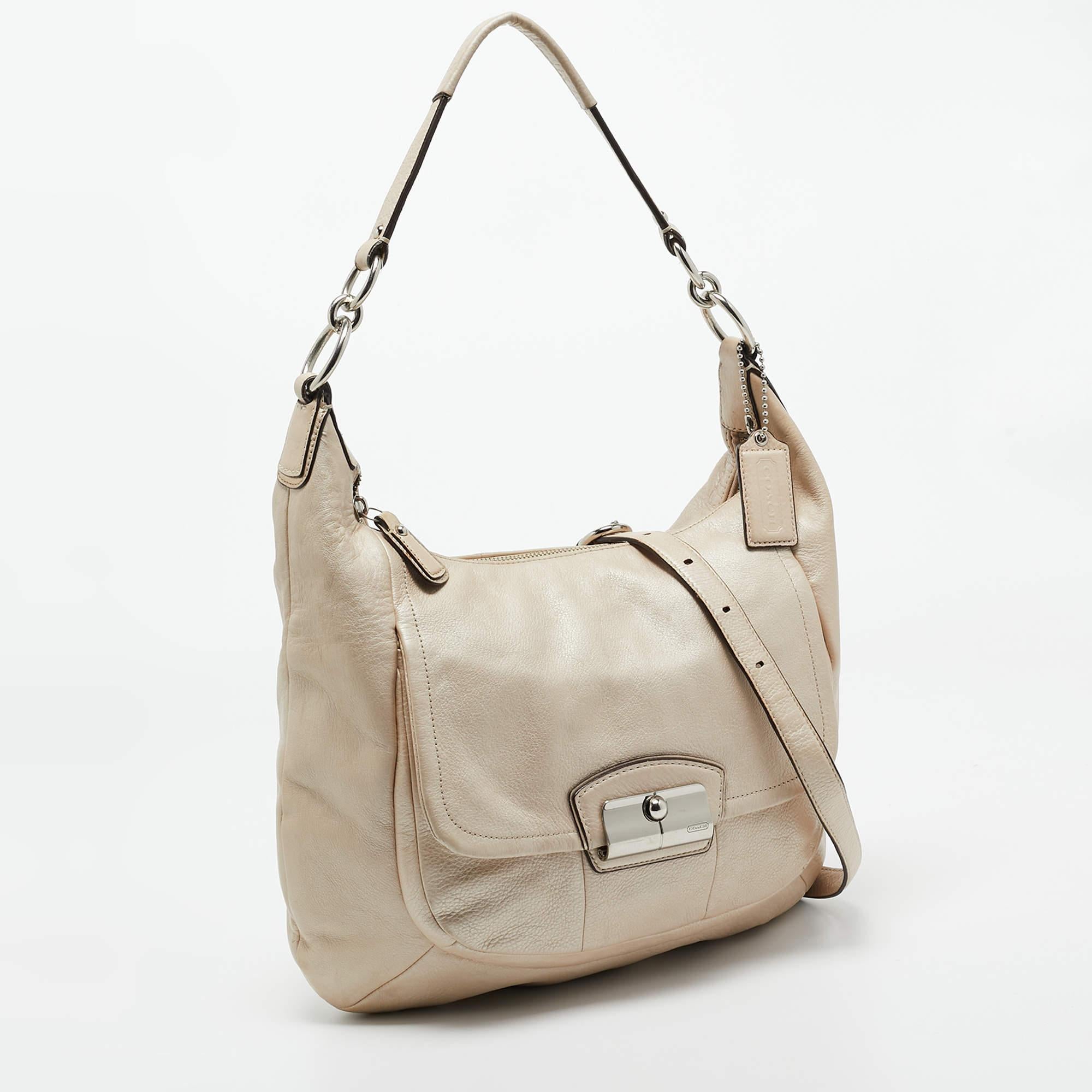 Beige Coach Ivory Leather Kristin Hobo For Sale