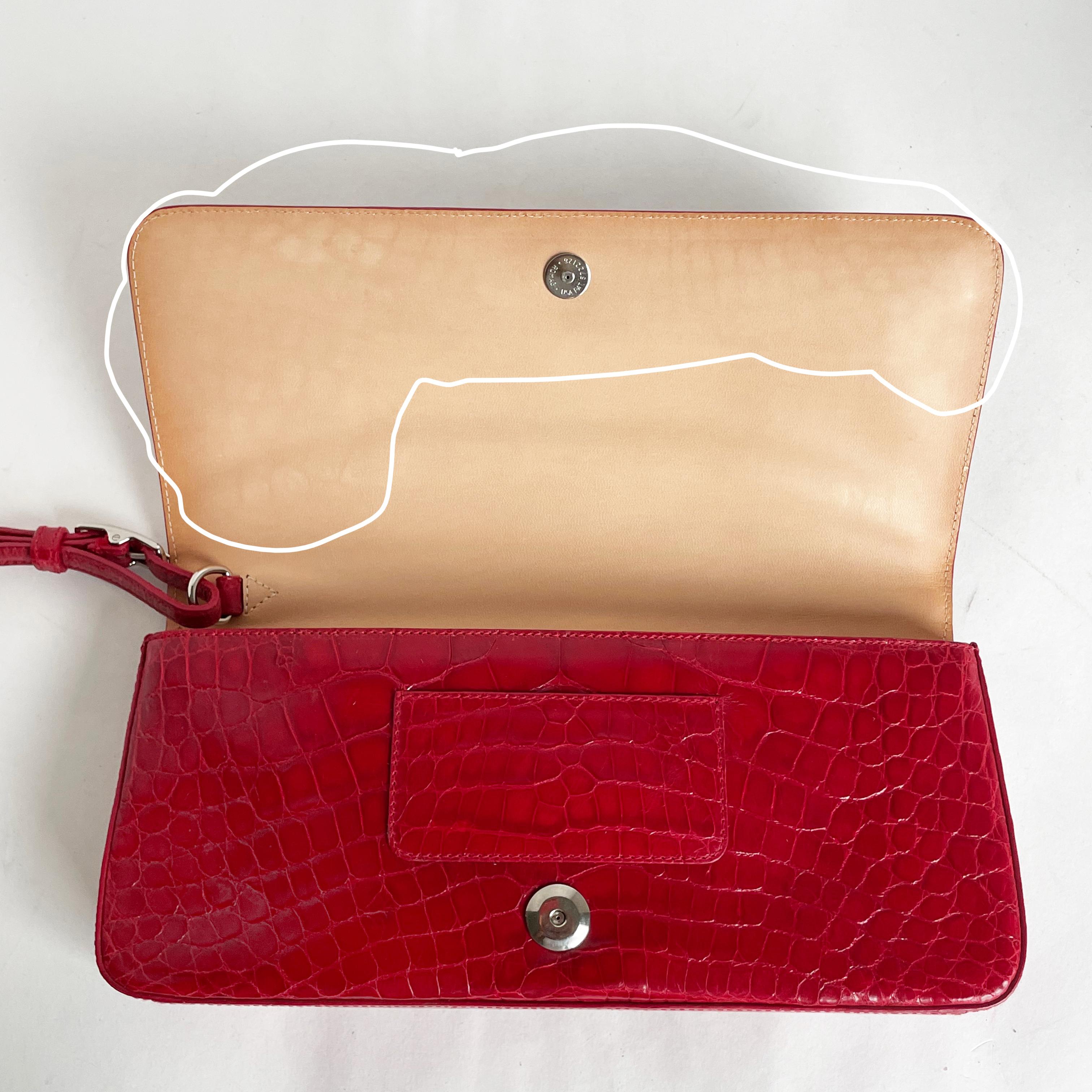 Coach Large Clutch Bag #8389 Italy Limited Edition Red Exotic Alligator HTF Rare For Sale 9
