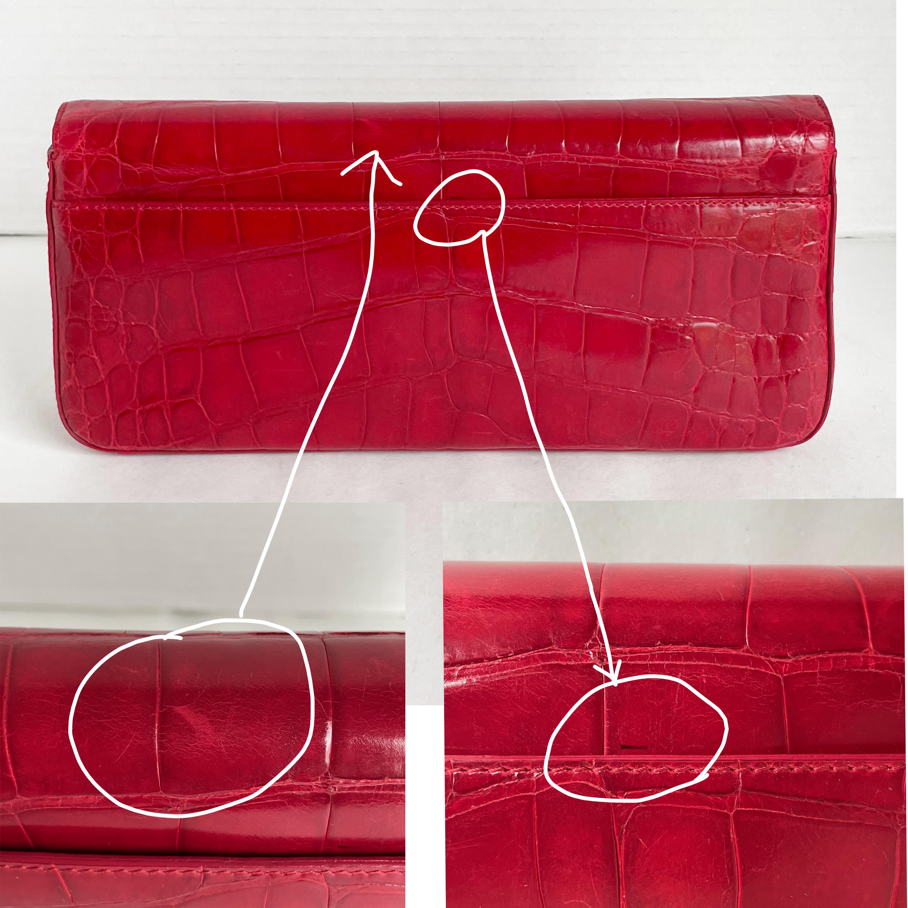 Coach Large Clutch Bag #8389 Italy Limited Edition Red Exotic Alligator HTF Rare For Sale 8
