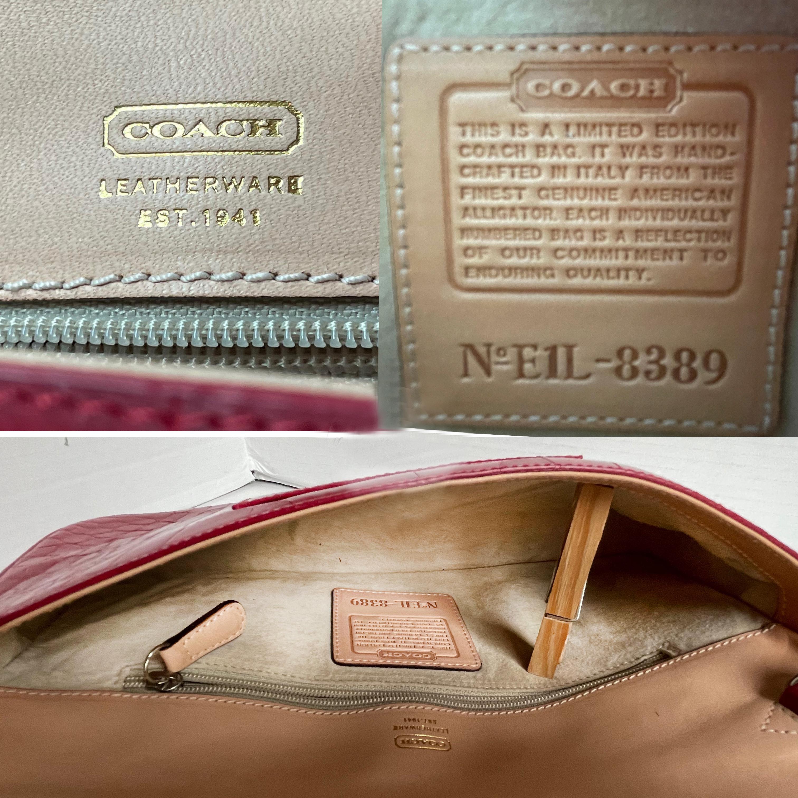 Coach Large Clutch Bag #8389 Italy Limited Edition Red Exotic Alligator HTF Rare For Sale 10