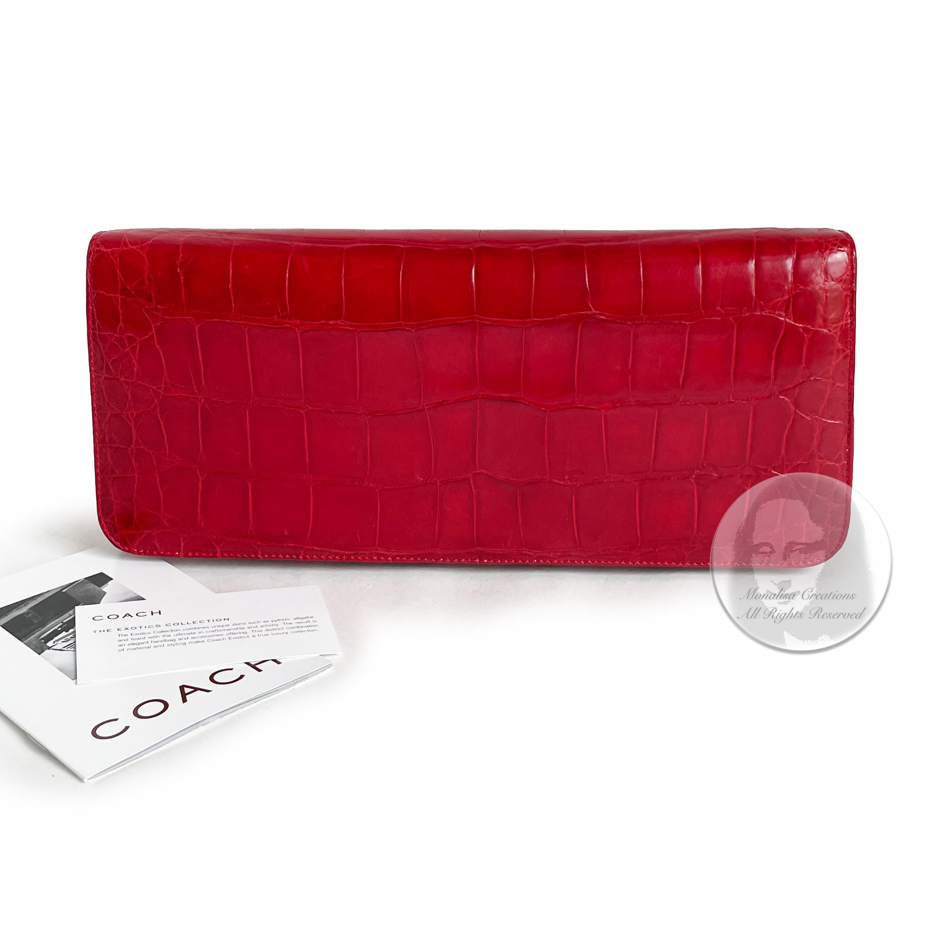 Women's or Men's Coach Large Clutch Bag #8389 Italy Limited Edition Red Exotic Alligator HTF Rare For Sale