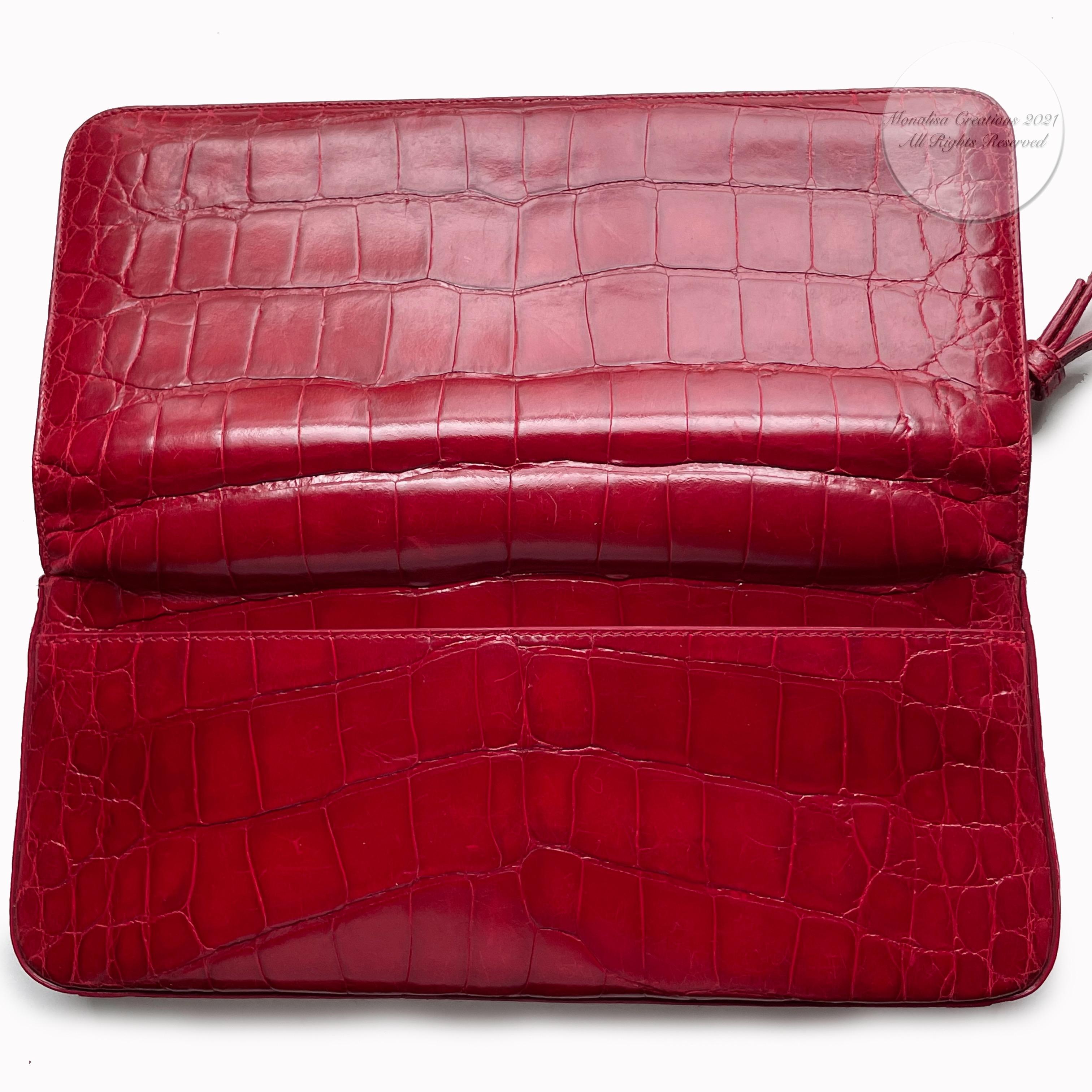Coach Large Clutch Bag #8389 Italy Limited Edition Red Exotic Alligator HTF Rare For Sale 1