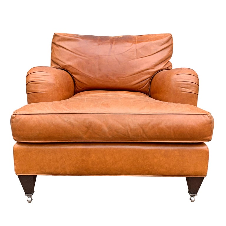 Coach Leather English Roll Armchair At, Down Filled Armchair