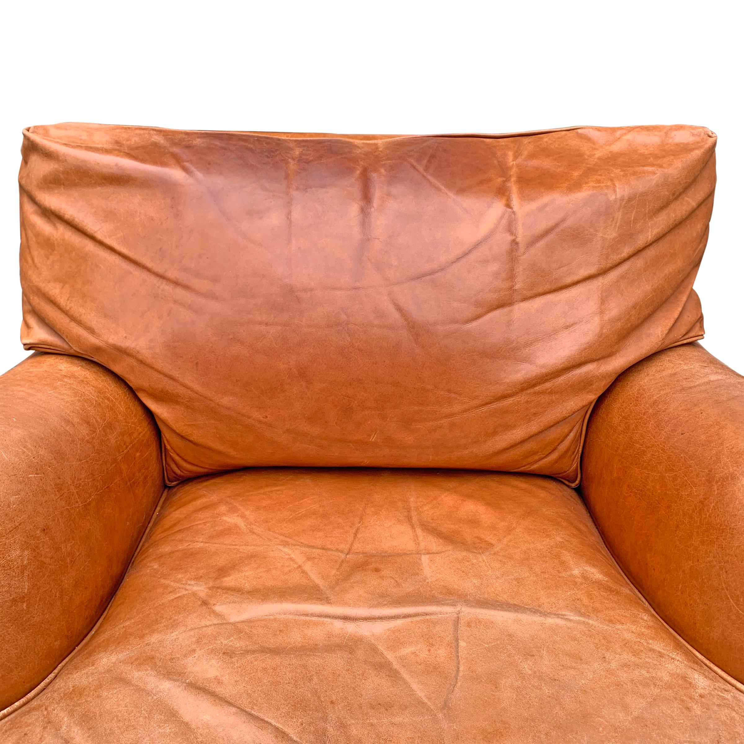 American Coach Leather English Roll Armchair