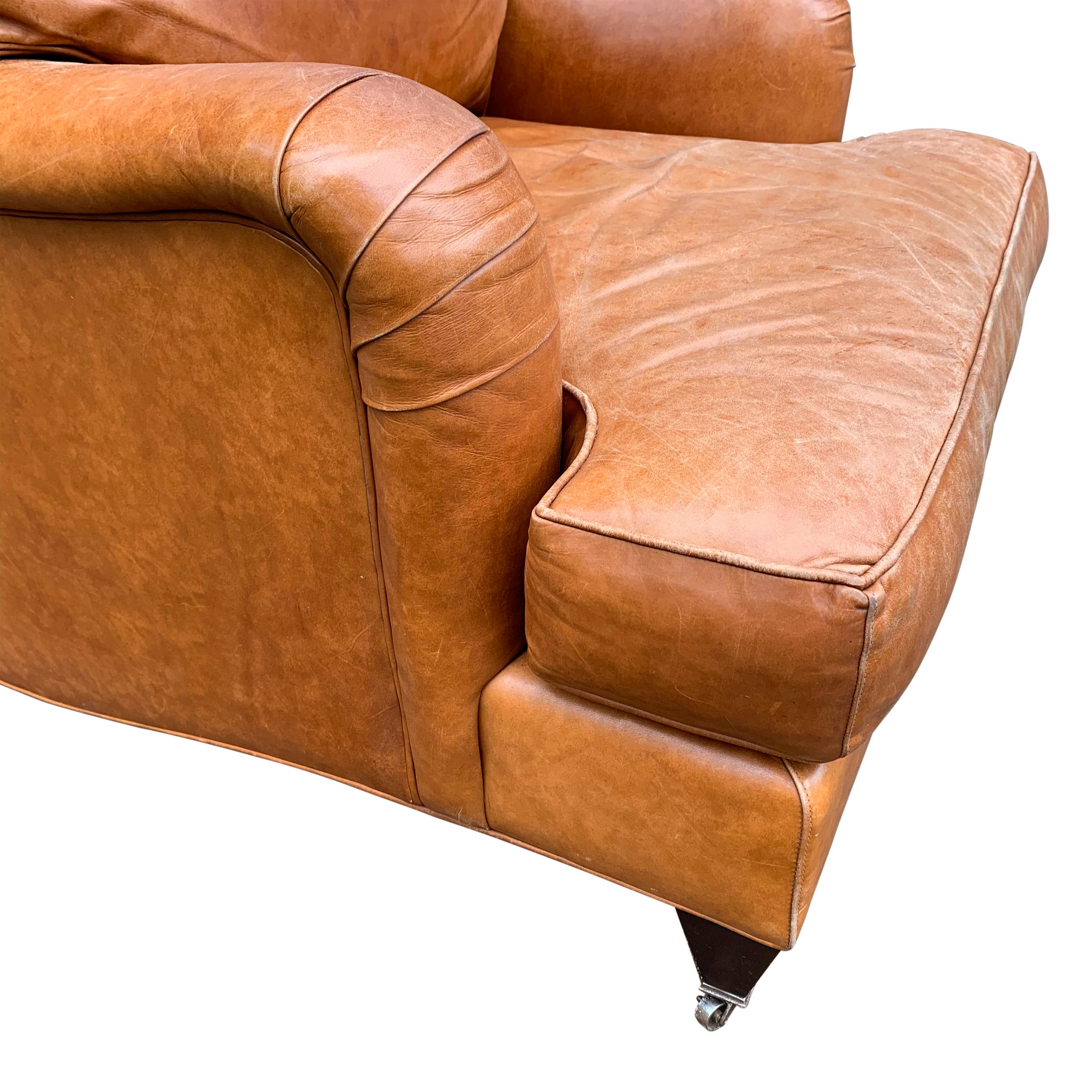Contemporary Coach Leather English Roll Armchair
