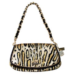 Coach Leopard Sequin Shoulder Bag With Chain Leather Strap