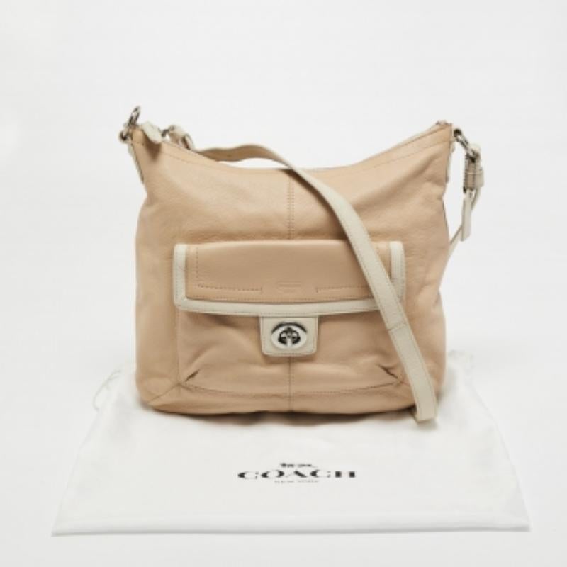 Coach Hobo Penélope de piel beige claro/blanco en venta 1