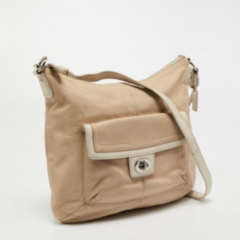 Coach Hobo Penélope de piel beige claro/blanco en venta 2