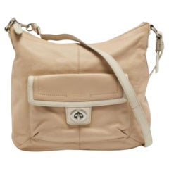 Coach Hobo Penélope de piel beige claro/blanco