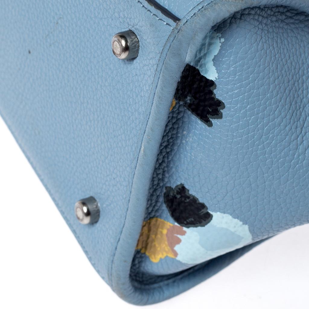Coach Light Blue Floral Printed Leather Mini Crosby Tote 1