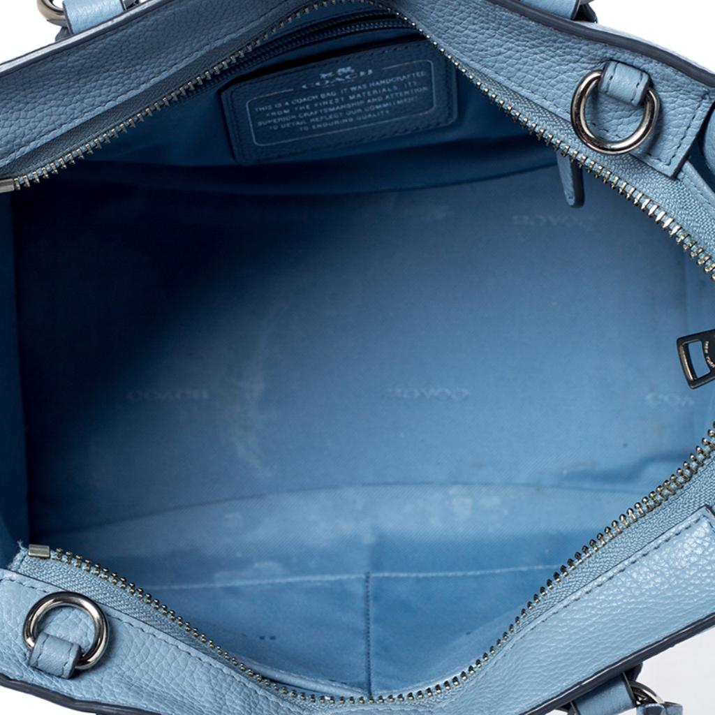 Coach Light Blue Floral Printed Leather Mini Crosby Tote 2