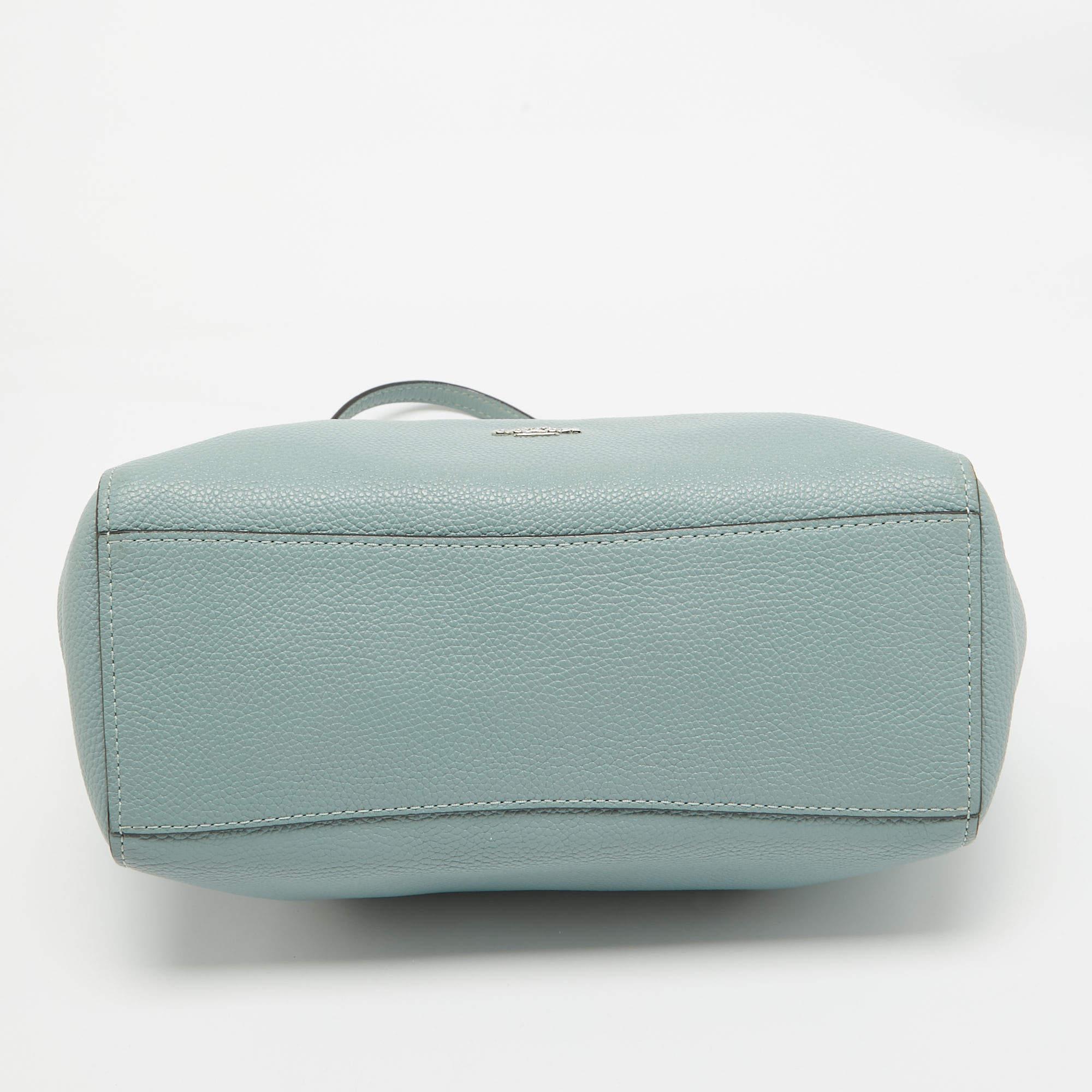 Coach Light Blue Leather Turnlock Chain Tote 2