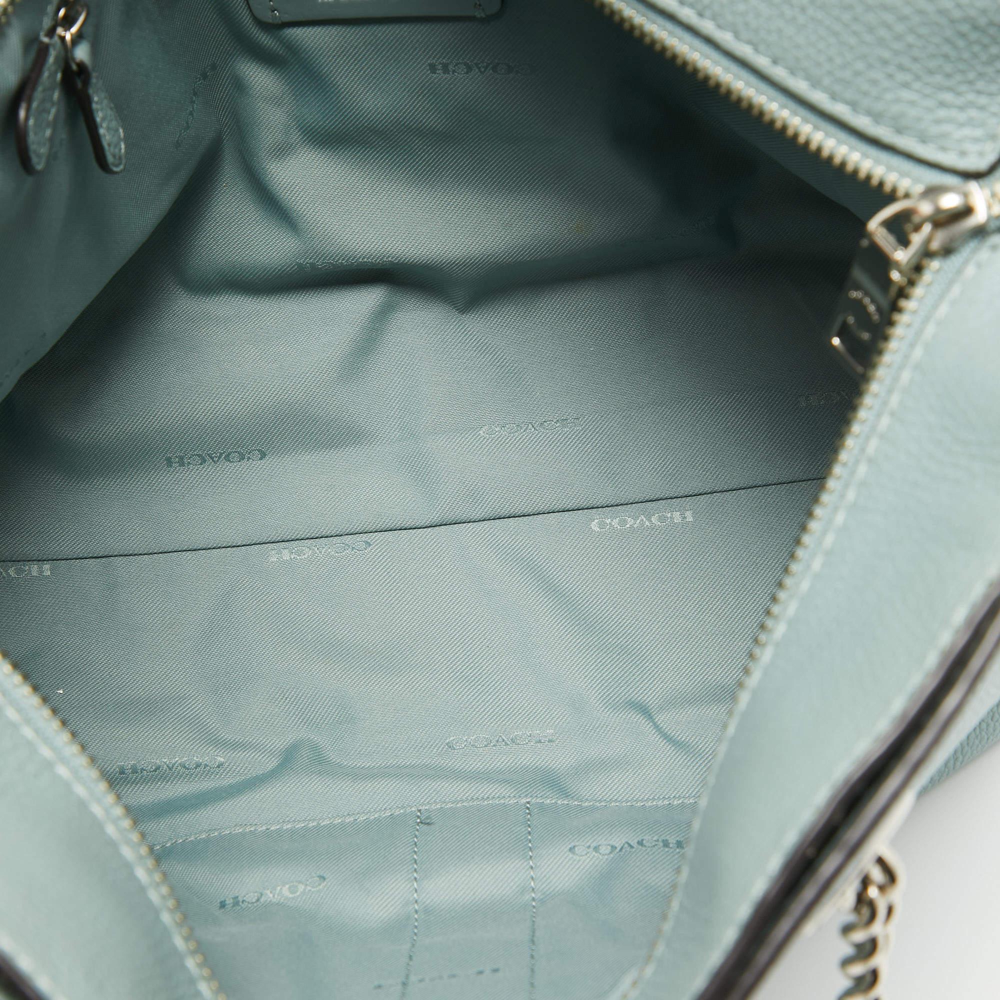 Coach Light Blue Leather Turnlock Chain Tote 3