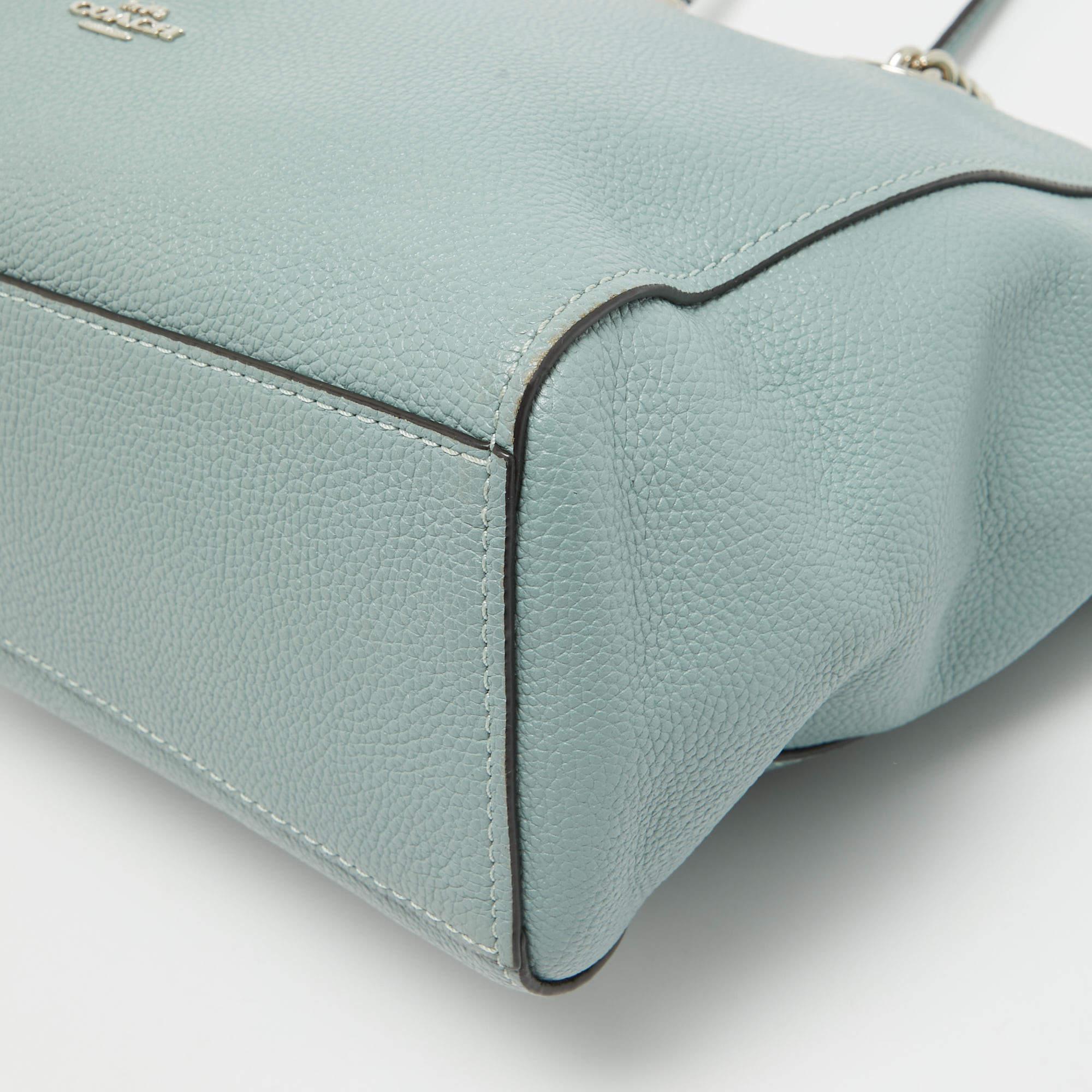 Coach Light Blue Leather Turnlock Chain Tote 4