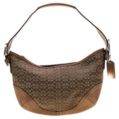Coach Light Brown Signature Canvas And Leather Shoulder Bag