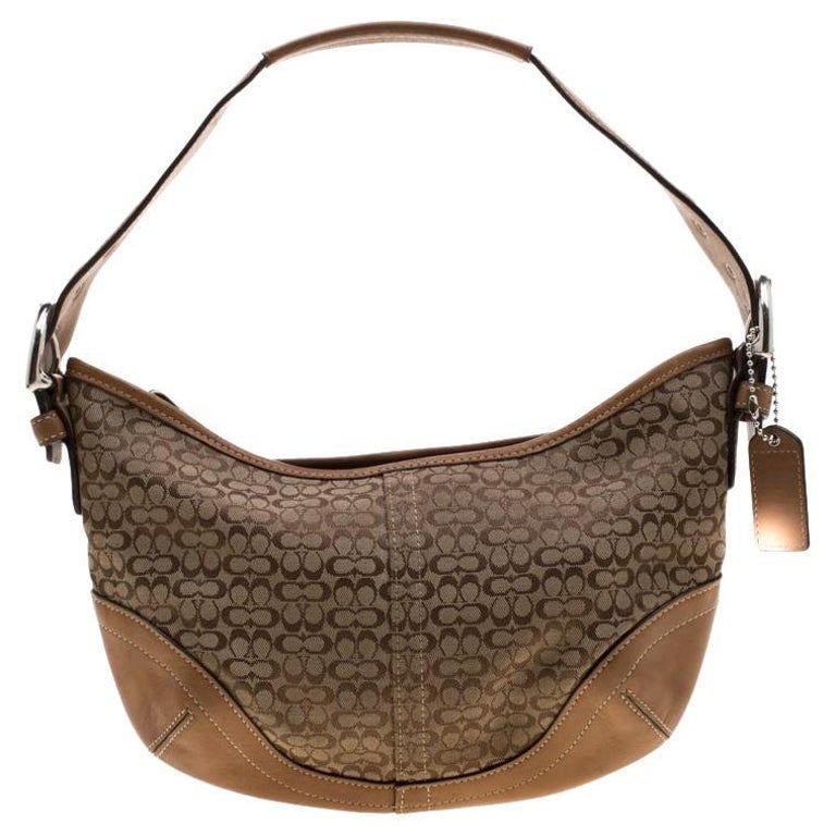 Coach Light Brown Signature Canvas And Leather Shoulder Bag at 1stDibs
