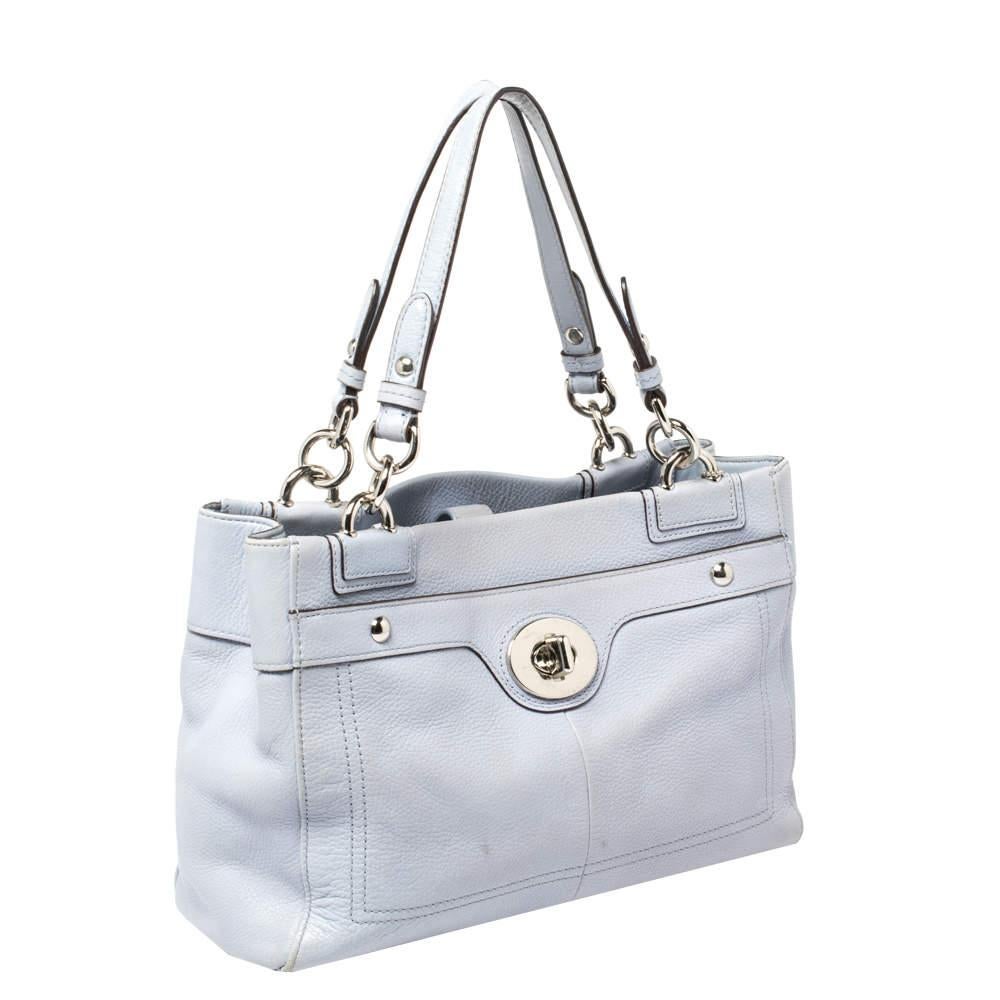 Gray Coach Lilac Leather Penelope Tote