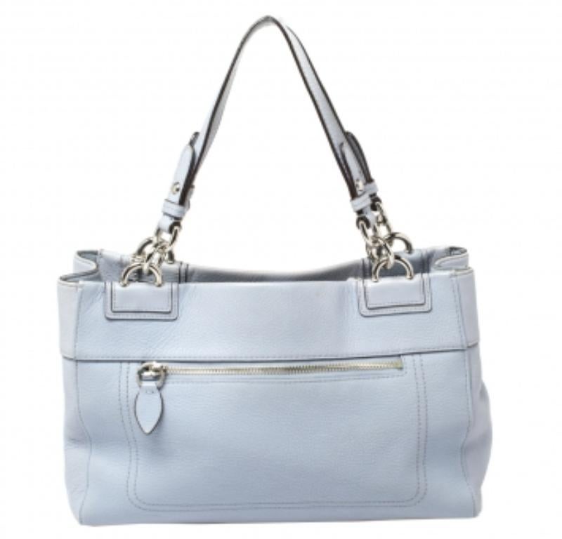 Gray Coach Lilac Leather Penelope Tote For Sale