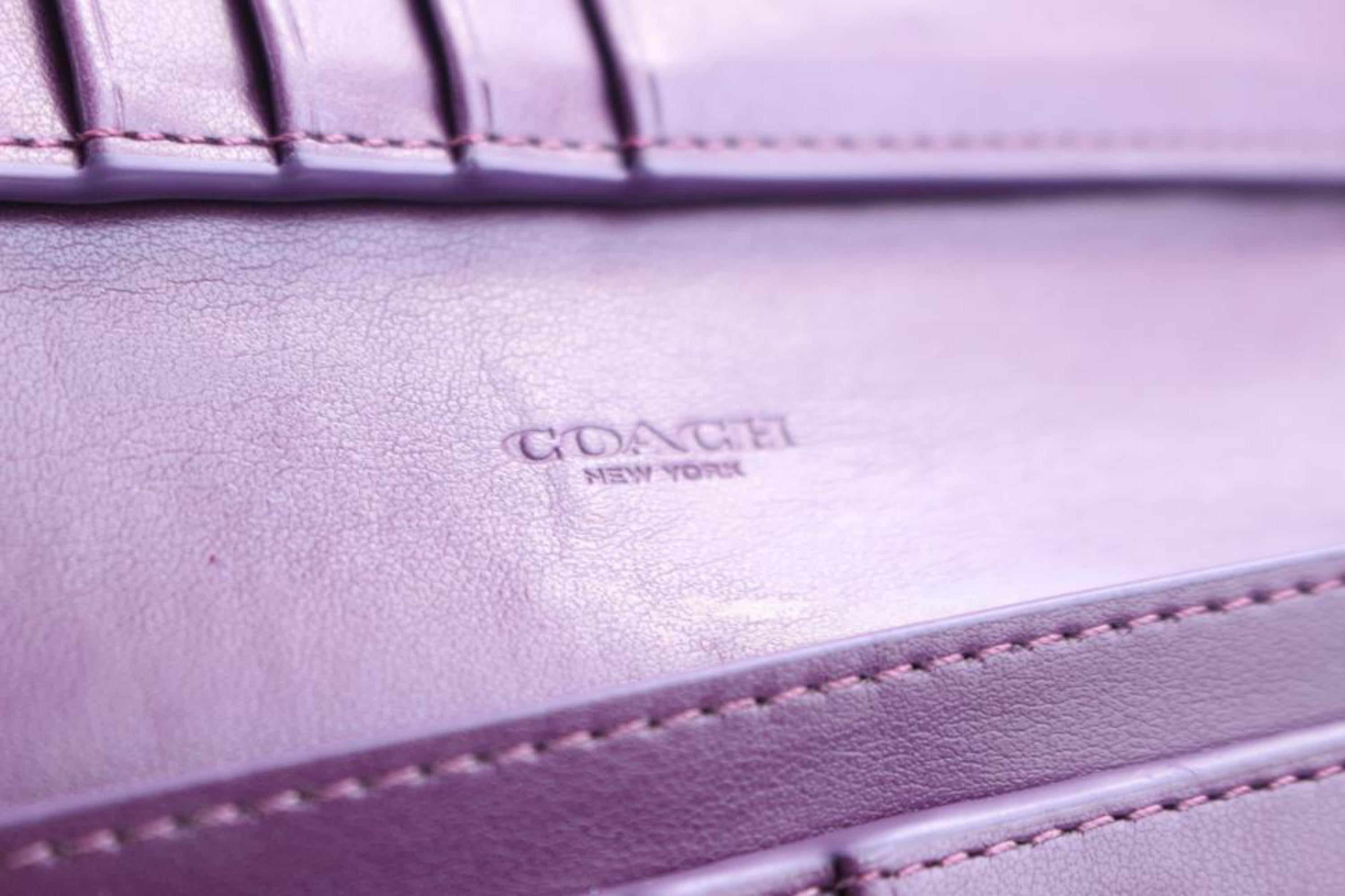 Coach Long Wallet Zippy Bifold 28mr0308 Purple Leather Clutch For Sale 1