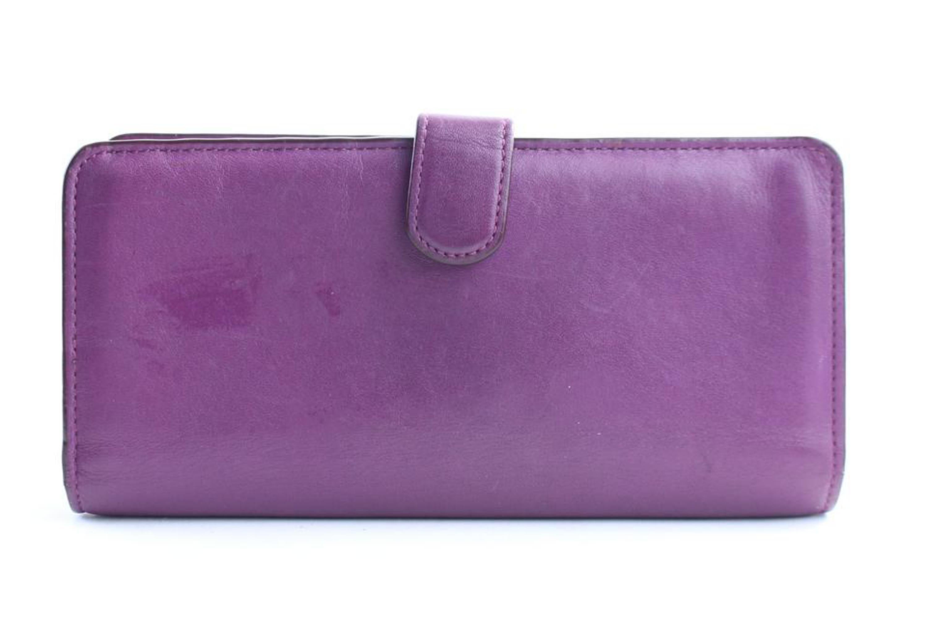 Coach Long Wallet Zippy Bifold 28mr0308 Purple Leather Clutch For Sale 2