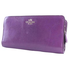 Coach Long Wallet Zippy Bifold 28mr0308 Purple Leather Clutch