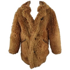 COACH Mahogany Tan Fuzzy Shearling Fur Leather Reversibe Coat