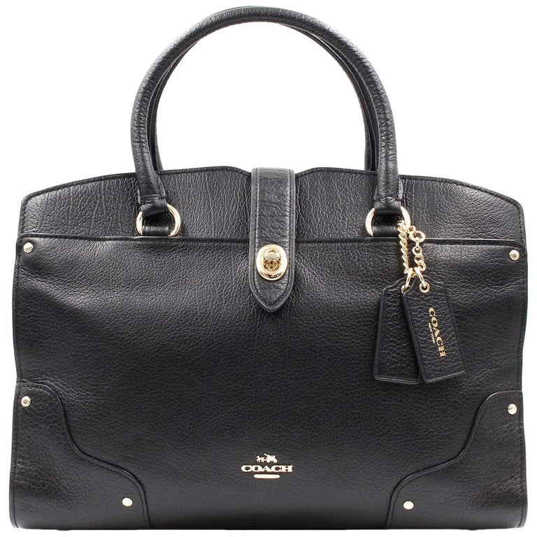 Coach Mercer 30 Leather black Gold Tone Hardware Satchel Womens Bag