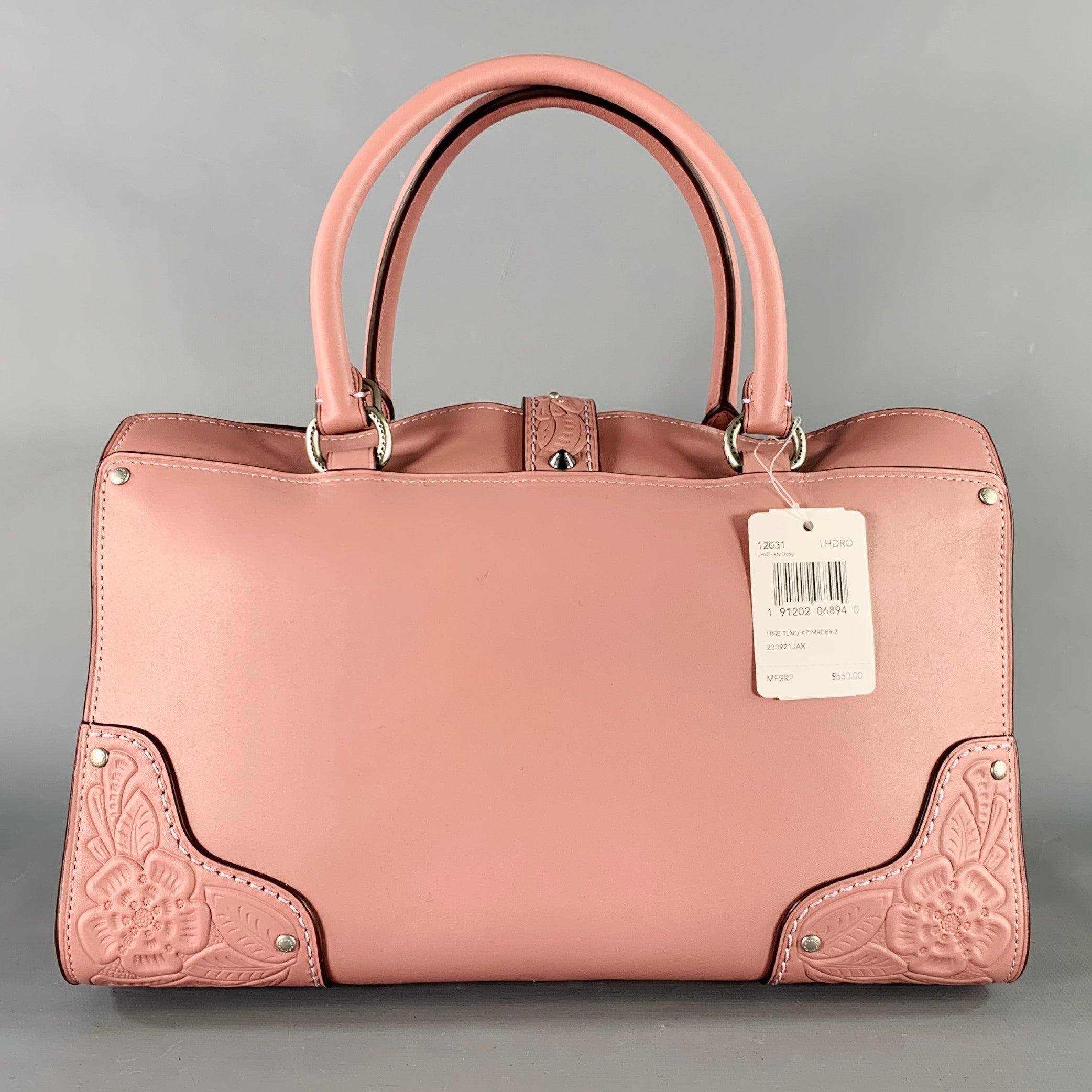 COACH Mercer Pink Rose Applique Leather Cross Body Handbag In Excellent Condition In San Francisco, CA