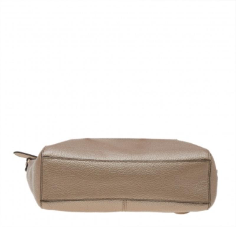 Coach Metallic Beige Leather Small Tote 3