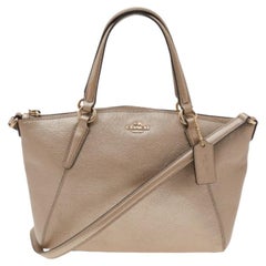 Tote piccola in pelle beige metallizzata di Coach