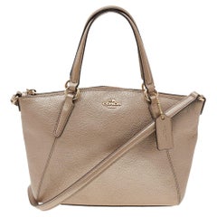 Used Coach Metallic Beige Leather Small Tote