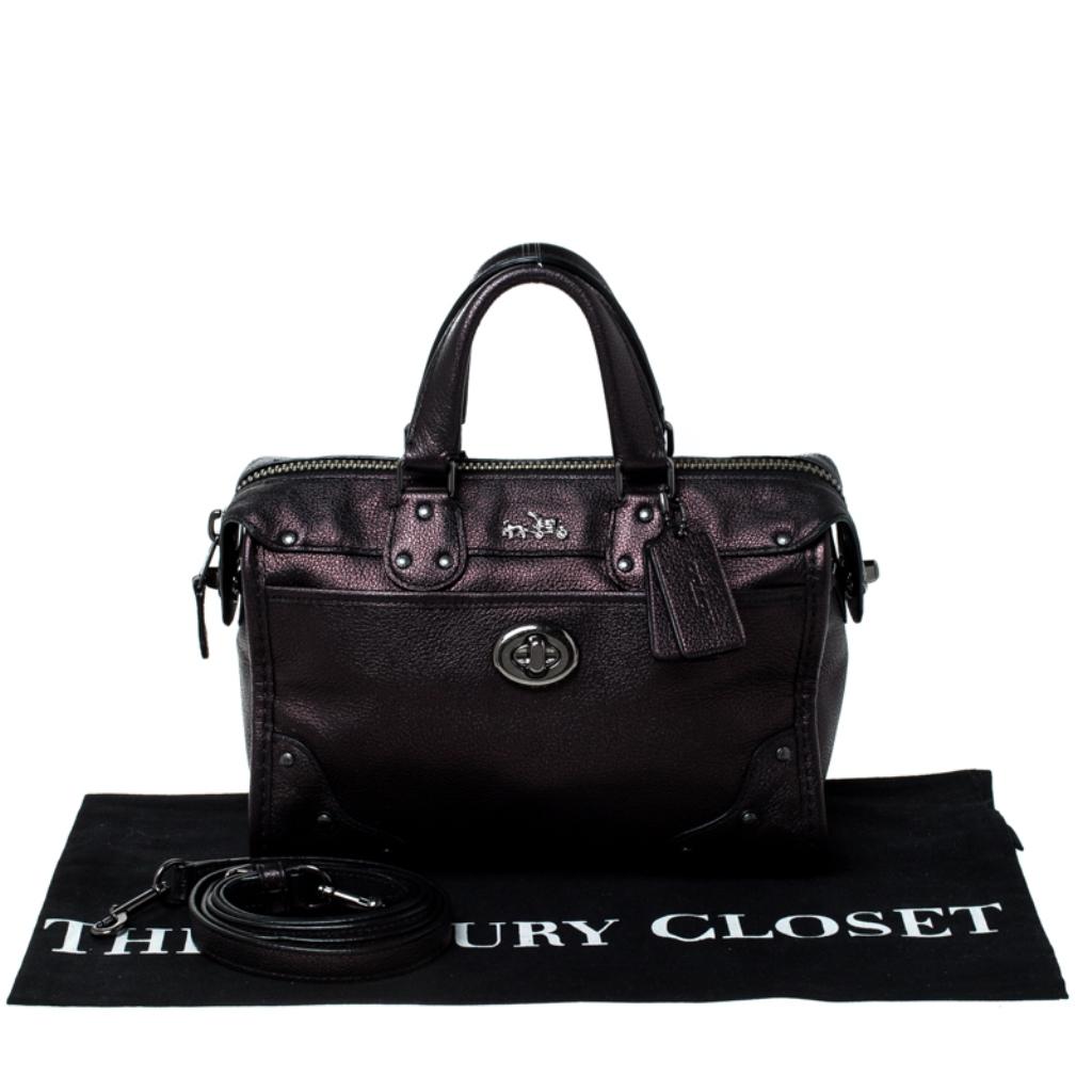 Coach Metallic Black Leather Mercer Satchel 6