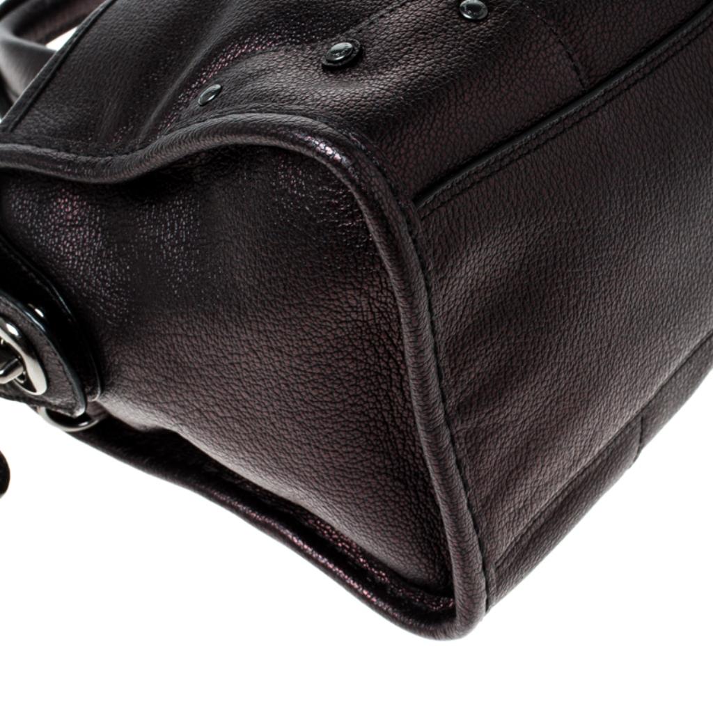 Coach Metallic Black Leather Mercer Satchel 4