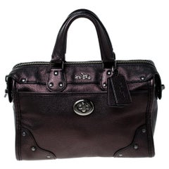 Coach Metallic Black Leather Mercer Satchel