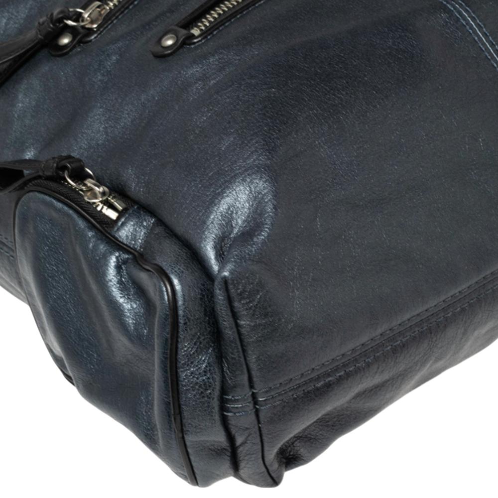 Coach Metallic Blue Leather Front Pocket Hobo 1
