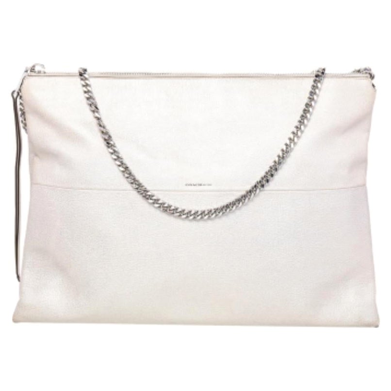 Coach Metallic Cream Leather High Rise Shoulder Bag