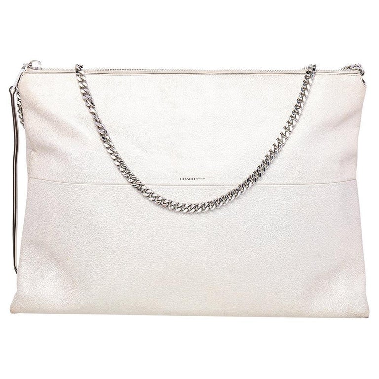 Coach Metallic Cream Leather High Rise Shoulder Bag For Sale at 1stDibs