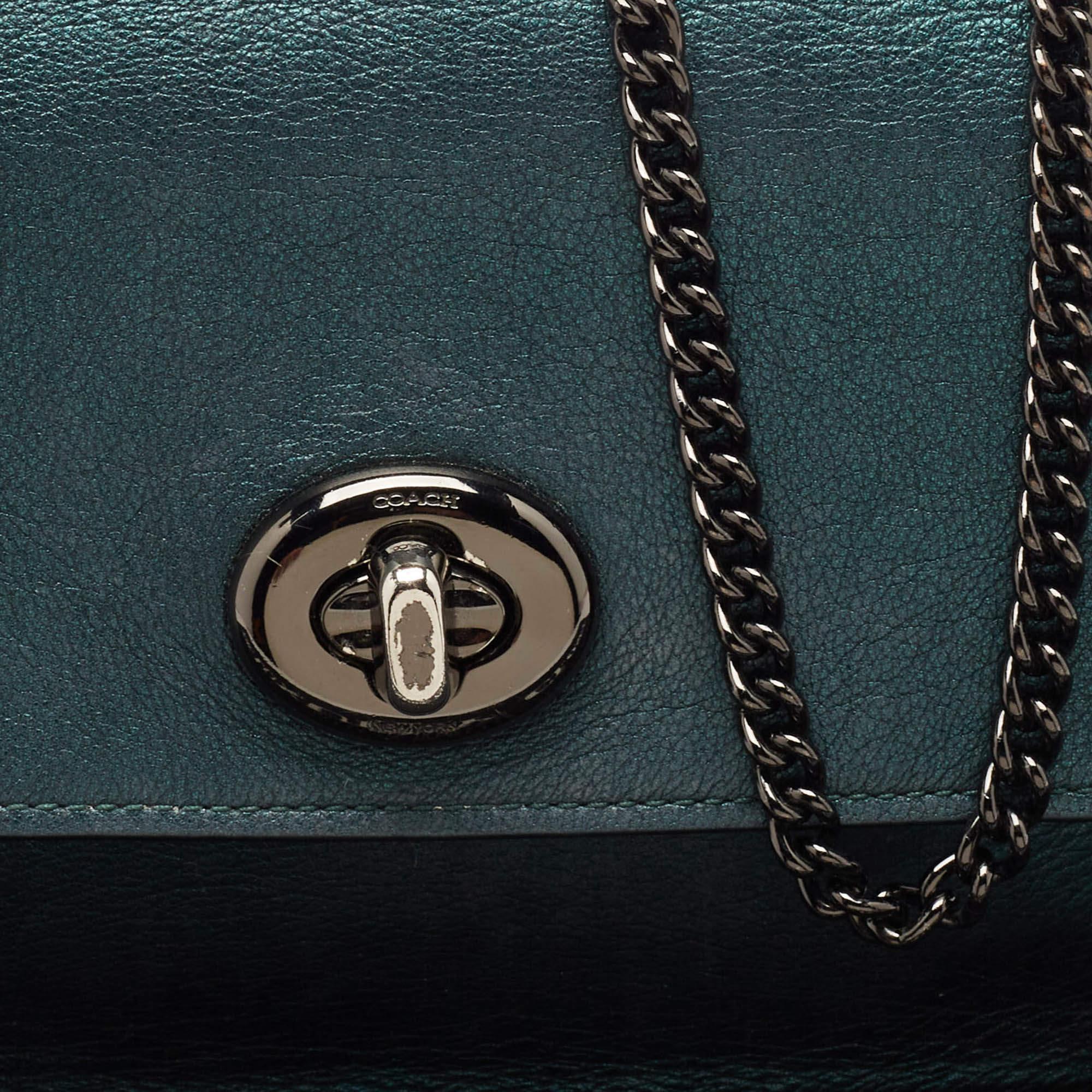 Women's Coach Metallic Green Leather Bowery Crossbody Bag