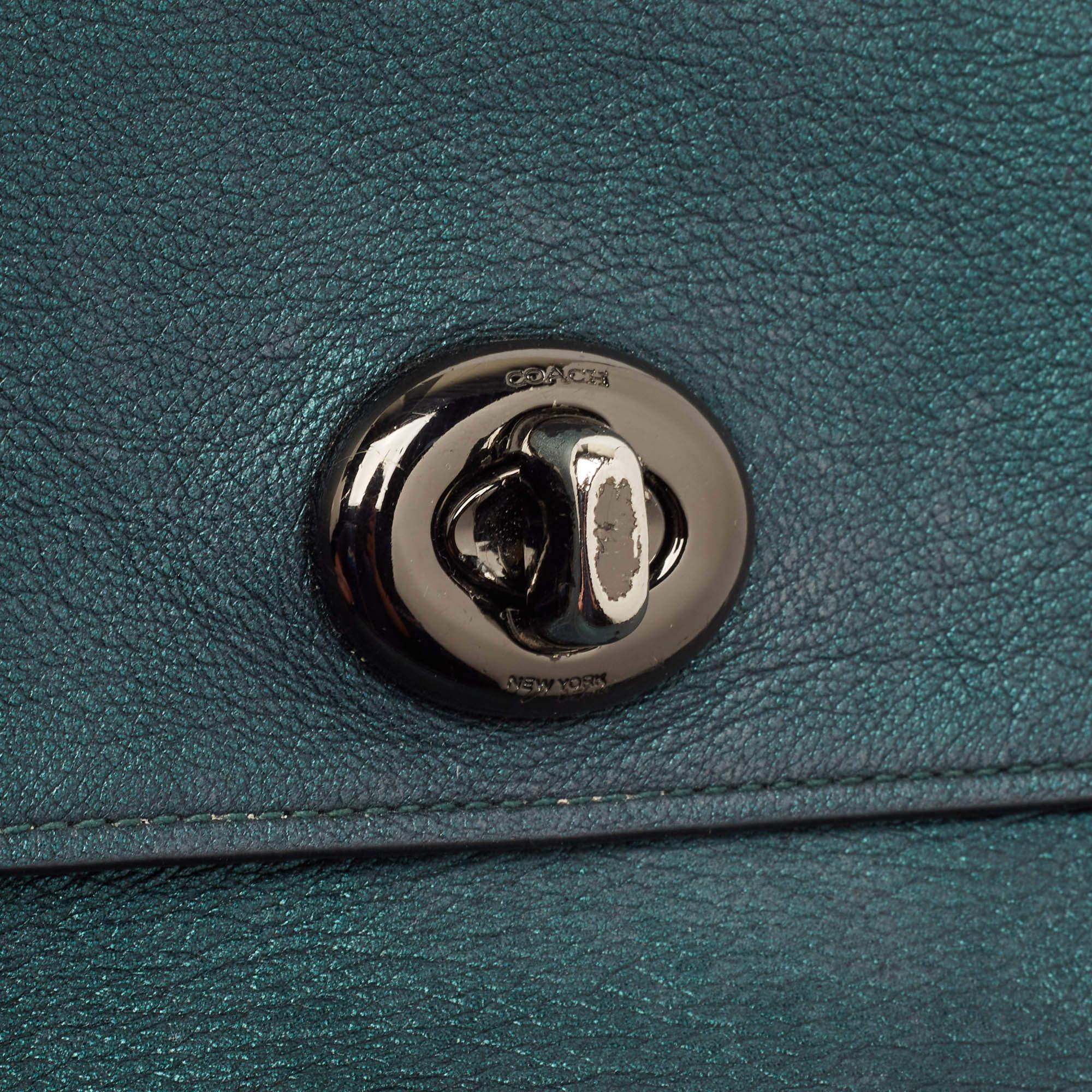 Coach Metallic Green Leather Bowery Crossbody Bag 1