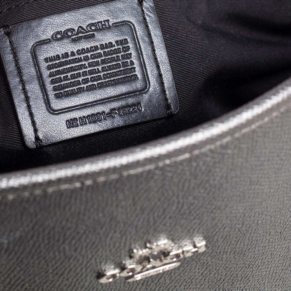 Coach Metallic Grey Leather City Zip Tote 1