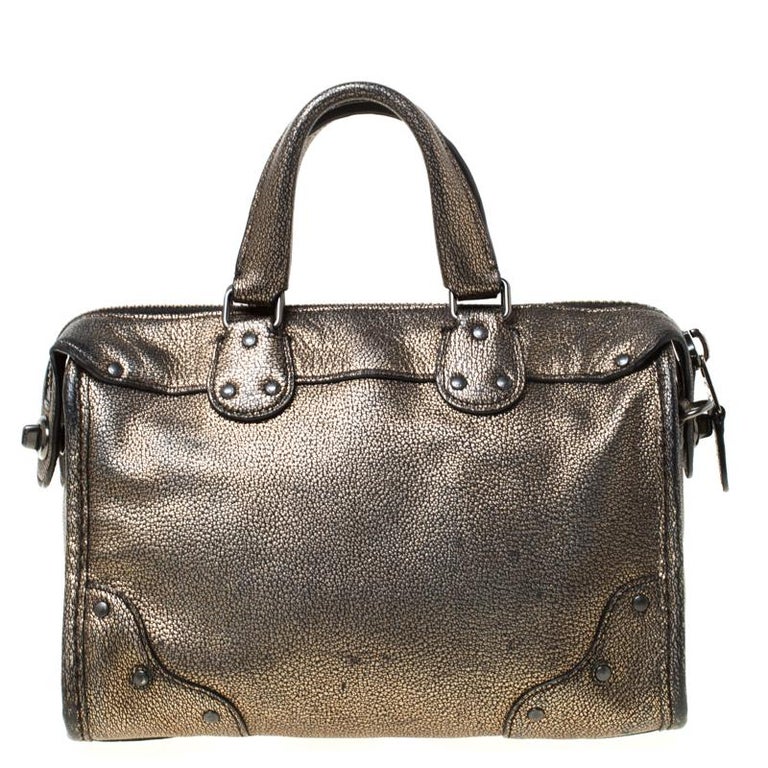 Coach Metallic Gun Metal Leather Shoulder Bag For Sale at 1stdibs