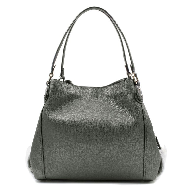Coach Metallic Leather Graphite Women's Handbag Edie 31 87399 For Sale