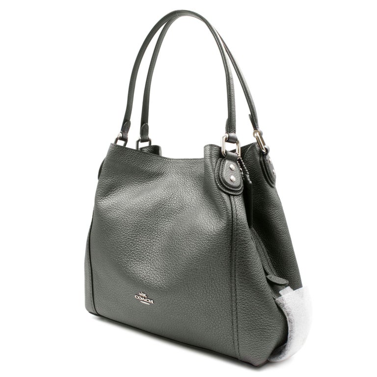 Coach Metallic Leather Graphite Women's Handbag Edie 31 87399 For Sale