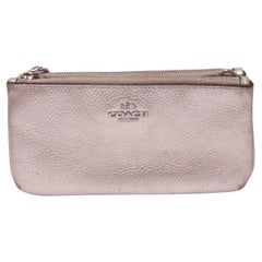 Coach Metallic Silver Leather Wristlet Crossbody Bag