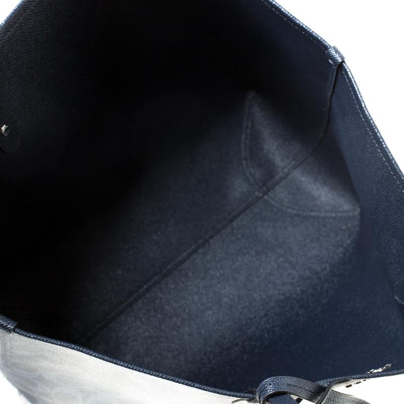 Coach Midnight Blue Signature Coated Canvas Reversible City Tote For Sale 1