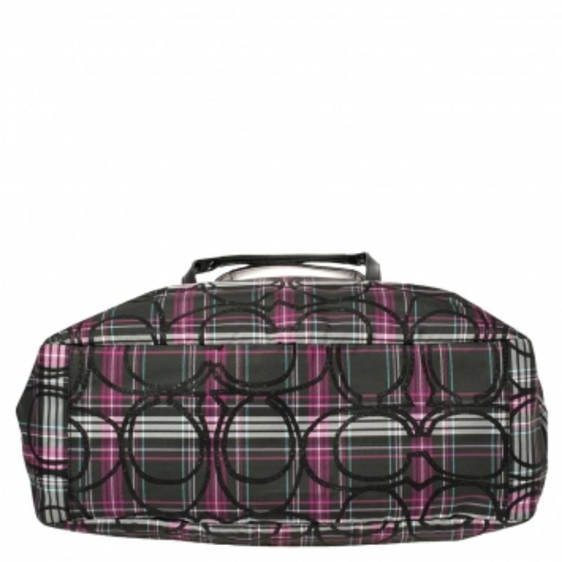 Black Coach Multicolor Canvas and Patent Leather Diaper Bag For Sale