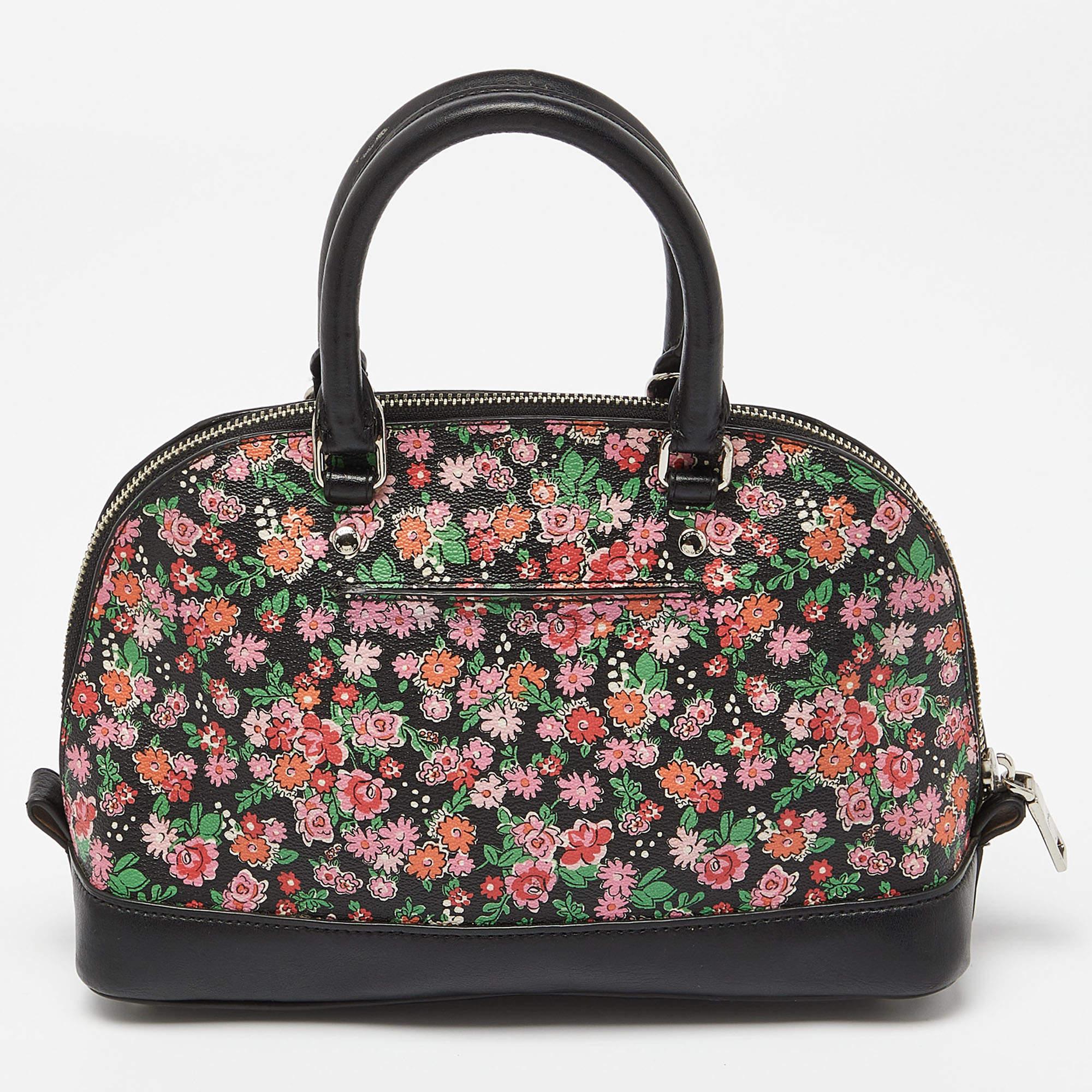 Coach Multicolor Floral Print Coated Canvas and Leather Mini Sierra Satchel In Fair Condition In Dubai, Al Qouz 2